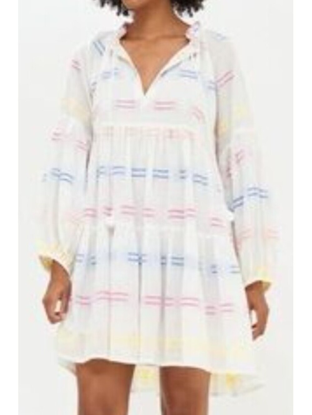 OLIPHANT white rainbow stripe long sleeve mini dress sz S